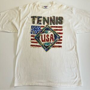 Vintage Deadstock The Sporting Look Single Stich T Shirt Tennis Made In USA